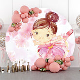 Rosa Blumen Ballerina Mädchen Kreis Hintergrund Abdeckung